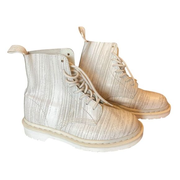 Dr Martens Pascal Painter Leather Combat Boots Womens Size 7 Mens Size 6 White - Picture 2 of 11
